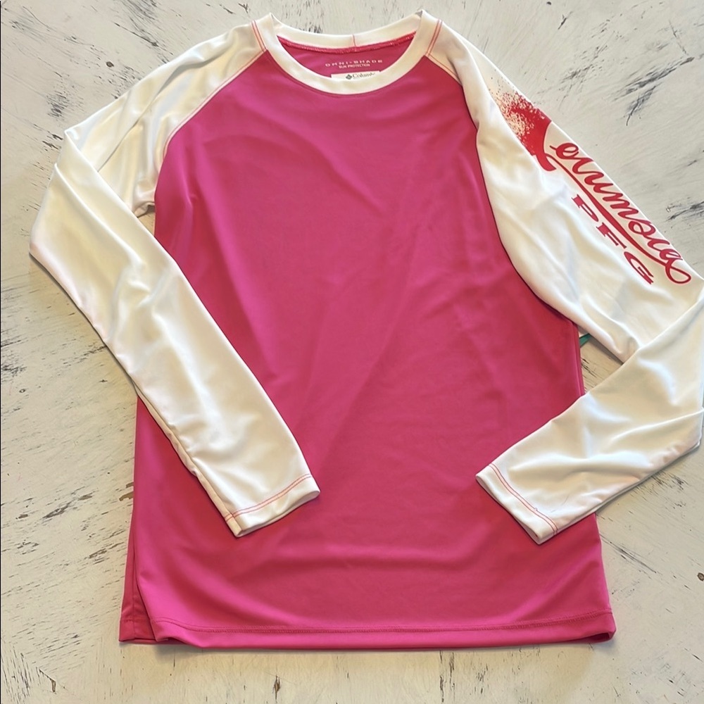 Columbia Pink and White Long Sleeve Omni-Shade Shirt